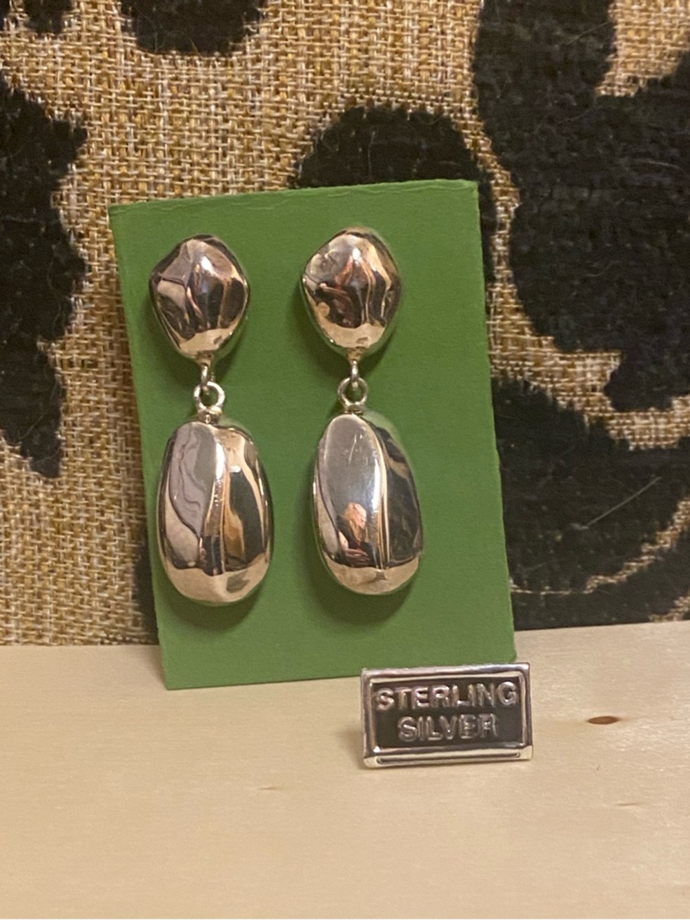 Vintage Sterling Silver Polished Drop Earrings - Silver